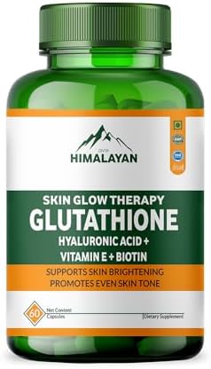 Divya Himalayan Skin Glow Therapy Glutathione 1000mg Capsules with Vitamin C, Vitamin E, Biotin & Grape Seed Extract for Radiant Skin for Men & Women 60 Capsules