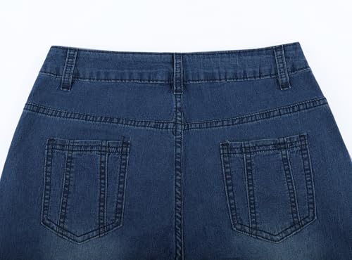 AULKEEP Women Embroidery Bell Bottom Jeans Slim Washed Floral Graphic Blue Jean Casual High Waist Pants3