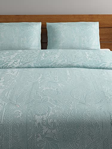 Image of Raymond Home Blue Cotton Viscose Blend King Bed Cover