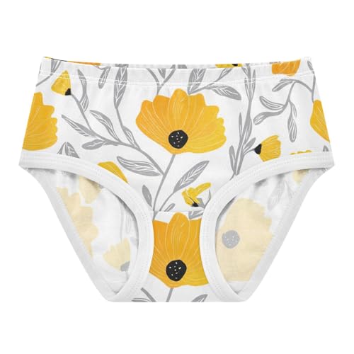 Yellow Flowers Toddler Girls Underwear 2t Cotton Panties Little Girl Cartoon Underpants Briefs