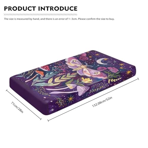 Image of Mushroom Moth Crib Sheets for Baby Girls - Super Soft, Breathable Fitted Sheets (28''x 52'') - Butterfly Moon, Purple