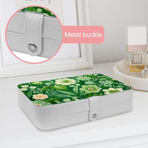 Cadeau idéal : étui bijoux voyage velours vert floral - 7
