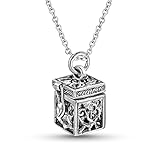 AeraVida Beautiful Royal Crown Accented .925 Sterling Silver Prayer Box Necklace | Intricate Sterling Silver Keepsake Pendant for Women | Religious Prayer Box Jewelry