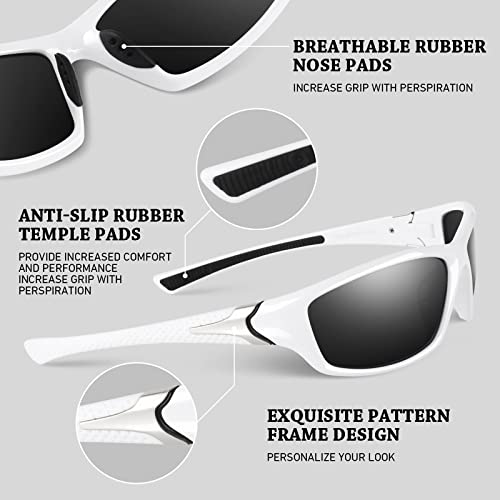 Image of WEAROYO Polarized Sports Sunglasses for Men Women,Fishing Driving Rectangular Goggles UV400 Protection
