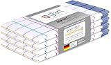 Glart 48NAV Geschirrtücher Set – 4 Stück à 70x50 cm – 100 % Baumwolle – 300 GSM – Oeko-TEX zertifiziert – Kariert in Blau, Rot, Grün, Gelb – Waschbar & saugstark