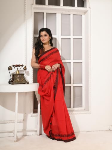 Image of dB DESH BIDESH Women`s cotton saree for woman handloom cotton georgette silk party, wear latest, loveria new, collection farewell soft mulmul linen cotton sarees for women with unstitched blouse
