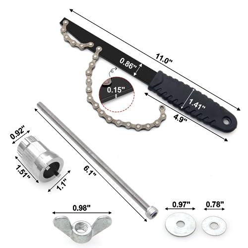 YINARONG 2 in 1 Bike Cassette and freehub Body Removal Tool kit - Whip Wrench and Lock Ring Socket, Bicycle Sprocket Removal Tools, Bicycle Cassette Freewheel Remover Wrench Sprocket Remover - Thumbnail 2