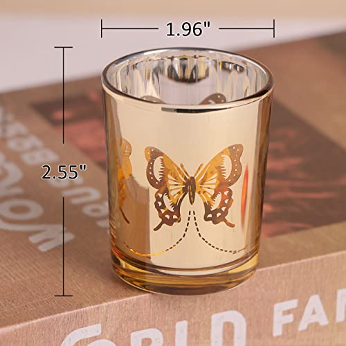 Gold Votive Candle Holders Set, 12 PCS Tea Lights Holder Decorative Bulk with Butterfly Pattern, Candle Holders for Wedding Table, Birthday, Home Decor, Party Supply by Lanttu - Image 4