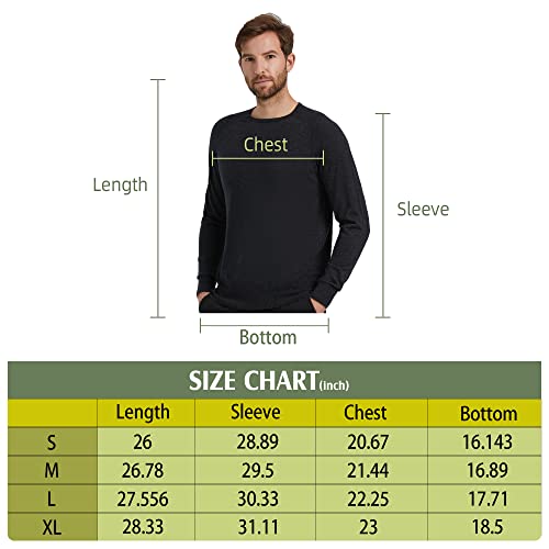 Greenmount Men's 100% Worsted Cashmere Raglan Sweater Long Sleeves Crewneck Sweater For Spring Summer Darkgrey #TOP5
