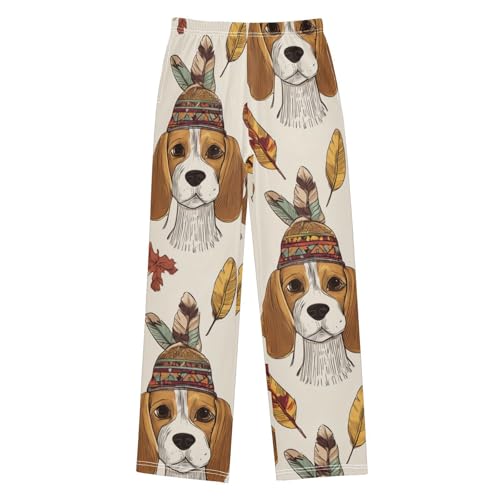 ZZXXB Beagle with Feathers Boys Long Pants Soft Trousers Elastic Waist Kids Lounge Bottoms with Pockets S-XL