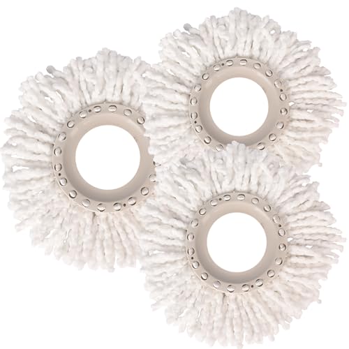 Image of Pivalo 360 Spin Mop Refill Water Absorbent Microfiber Head Replacement for Clean Floor (White, Pack of 3)