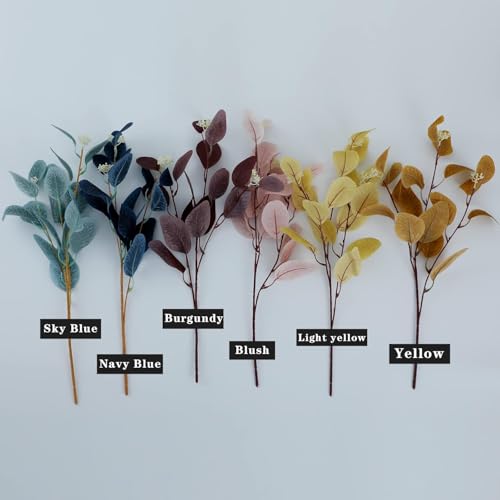 Image of TIED RIBBONS Pack of 6 Artificial Eucalyptus Flowers Bunches (Pink, 19.6 Inch) - for Vase Pot Home Decoration Home Decor Living Room Side Table Centerpiece (Vase not Included)