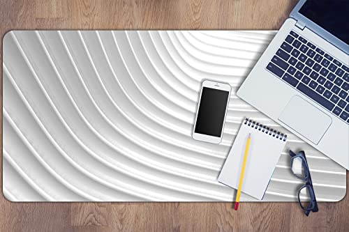 Sous-main de bureau gaming lavable anti-rayures tapis vinyle blanc protège table - 3