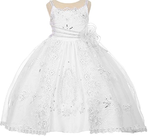 Virgin Mary Embroidery Baby Infant Toddler Girl Church Baptism Christening Dress2