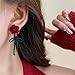 Dainty Red Velvet Rose Flower Floral Black Bow Statement Dangle Drop Earrings for Women Vintage Ribbon Stud Dangling Lightweight Hypoallergenic Fashion Jewelry