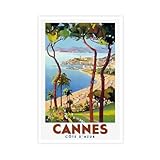 ZJIXAOSD Póster de viaje francés de Cannes Cote D'Azur en lienzo, decoración de pared, pósteres para el hogar, bar, restaurante, garaje, cafetería, logotipo, regalo, 40 x 60 cm