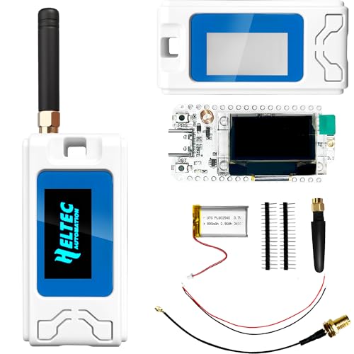 Heltec V3 ESP32 LoRa Development Board with OLED Display Case N30 White and 800mAh Battery S3 SX1262 Support Meshtastic LoRaWAN WiFi Compatible Type-C USB IoT Node for Smart Home Industrial Control