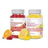 Vitamin B12 and Collagen Gummies Bundle - Non-GMO, Gluten Free, No Corn Syrup, All Natural Supplemen