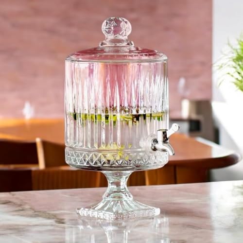 Image of 4.5 Litre Footed Glass Juice Dispenser with Tap | Elite Detox Jar | Mason Jar Beverage Dispenser for Water, Beer, Juice, Liquor | Pack of 1