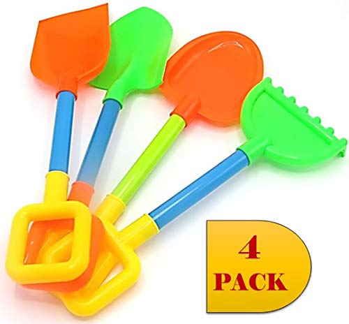 Sand & Beach Shovel Set | Kid's Sandbox & Garden Tool Set | Great for Indoor Outdoor Play | 4 Pack