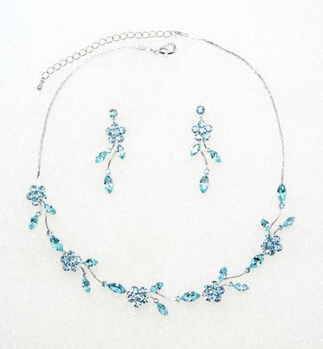 Image of Faship Gorgeous Rhinestone Crystal Floral Necklace Earrings Set