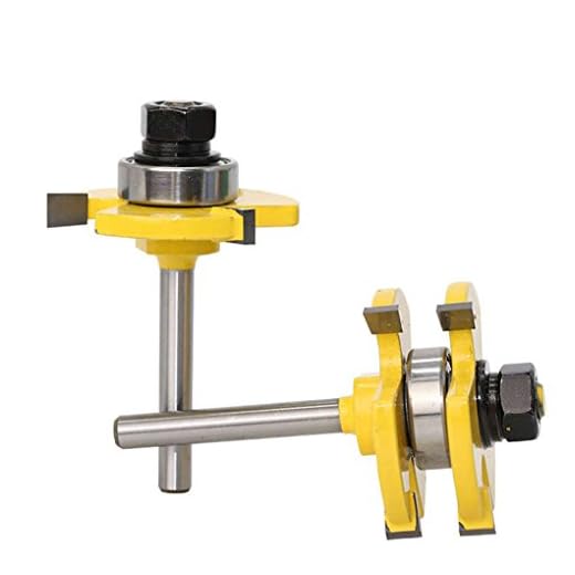 Laileya 2PCS / Set 1/4" Shank 2 Bit not och fjäder Router bit 3 Tänder T-typ träarbeten Tenon Fräs