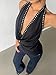 MakeMeChic Women's Halter Tops Deep V Cowl Neck Backless Rivet Summer Going Out Tank Top Black Small