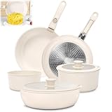 Panela Ceramica 5 Peças, Jogo de Panelas, Non Stick Pot e Pan Set, Conjunto de Panelas de Cerâmica Punho Destacáve, Jogo de Panelas Ceramica, Panelas de Ceramica, Conjunto de Panelas