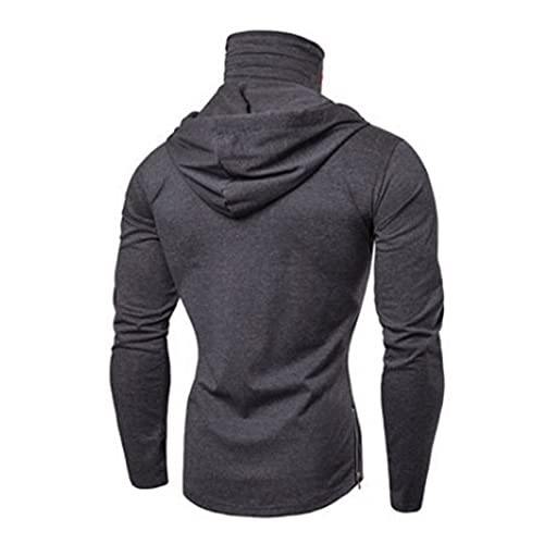 Men's Turtleneck Mask T-Shirt with Hood Solid Color Long Sleeve Drawstring Hooded Sweatshirt Sportwear3