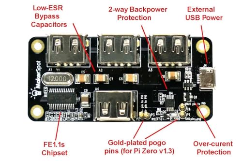 Hub USB 4 ports Raspberry Pi Zero V1.3 câble micro USB 1.5m