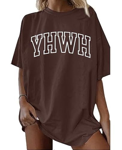 Christian Shirts for Women Oversized YHWH Graphic Shirt Jesus Faith Inspirational Casual Tee Tops