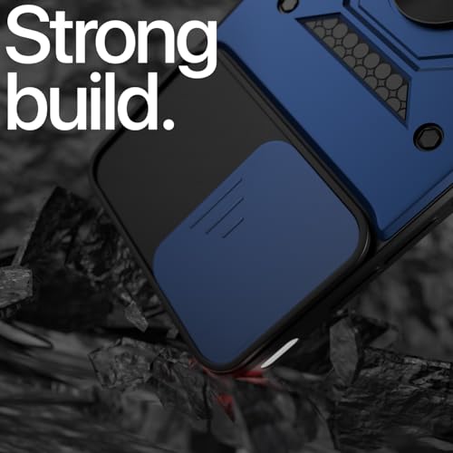 Image of Pikkme Back Cover for Infinix GT 30 Pro 5G | 360 Protection Case | Sliding Camera Shield Cover & Ring Holder Stand D10 Tough Armor Bumper Case (Blue)