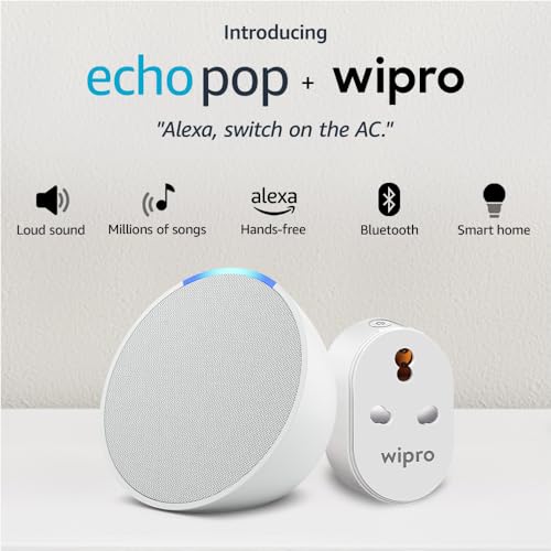 Image of Echo Pop (White) Smart Home combo with Wipro 16A Smart Plug