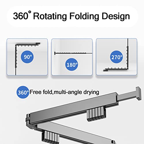 Mingpinhuius Clothes Drying Rack Wall Mounted Laundry Drying Rack Triple Folding Retractable Clothes Hanging Rack Space Saver With 18 Ring Hooks For Balcony, Bathroom, Patio, Dormitory, Apartment #TOP3