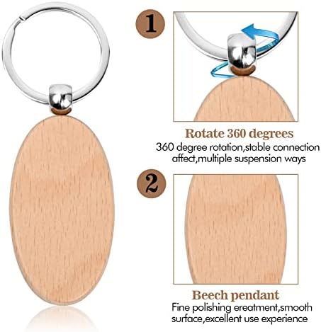 15 Stück Holz Schlüsselanhänger Blanko - Naturholz Anhänger Zum Bemalen & Gravieren