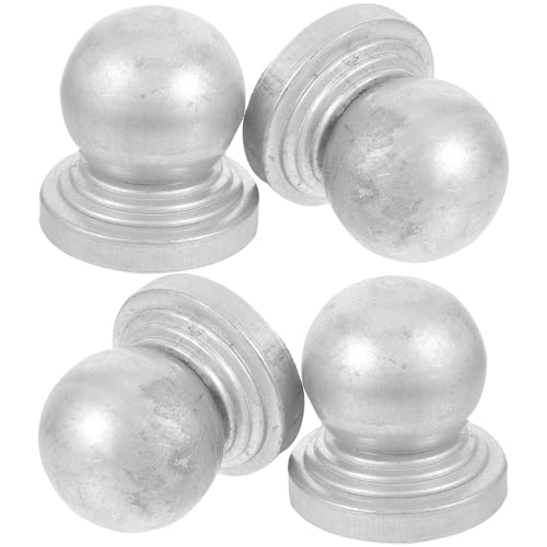 HAMPPLIES Tapas De Postes Metálicas De Hierro Galvanizado Forma Redonda Bola, Accesorio Para Postes De Cercas, Remates Para Barandillas Exterior, Juego De 4 Unidades Para Vallas De Jardín