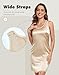 MANCYFIT Women's Satin Full Slip with Lace Trim for Under Dresses Wide Straps Nightgown Nude Medium