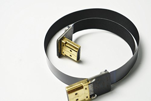 Permanent Ffc Flat Slim Hdmi Cable Standard Full Normal Hdmi Male To Standard Hdmi Full Size Hdmi Normal Hdmi 90 Degree Compatible For Red Blackmagic Bmcc Sony Nex Fs7 Canon C300 30Cm Black #TOP4