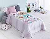 EL HOGAR DE PAULA - Colcha Cama 105 Infantil. Colcha Bouti Acolchada. Colchas Cubrecamas Infantiles 100% Algodón. 205x265 cm. Gramaje 100 gr Ligero Suave. Fabricado en España. Diseño Frida