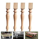 NSAIH 4 Stück Holz Möbelfüße 36/42cm Möbelbeine Massivholz Möbel Beine Holz Tischbeine aus massivem Naturholz Gummiholz für Stühle Sofa Bett Schrankfüße und Bettbeine Geeignet Mittelalterlich Modern