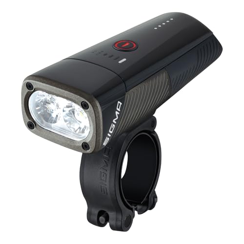 SIGMA Buster 1600 | Luz Frontal con 1600 lúmenes | Luz Frontal Recargable con 6 Modos de luz | Excelente Imagen Luminosa Gracias a la innovadora Doble Lente con LED Osram | Color: Negro