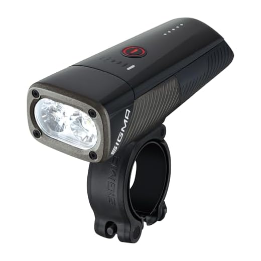SIGMA Buster 1600 | Luz Frontal con 1600 lúmenes | Luz Frontal Recargable con 6 Modos de luz | Excelente Imagen Luminosa Gracias a la innovadora Doble Lente con LED Osram | Color: Negro
