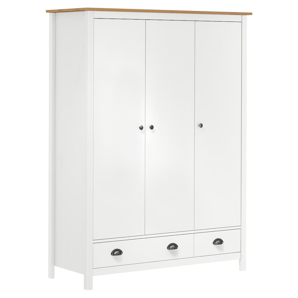Kleiderschrank aus weißem Kiefernholz, 3-türig, 127 x 50 x 170 cm, Slish Sto Solut für Schlafzimmer, geräumiges Nizer, modernes Felldesign