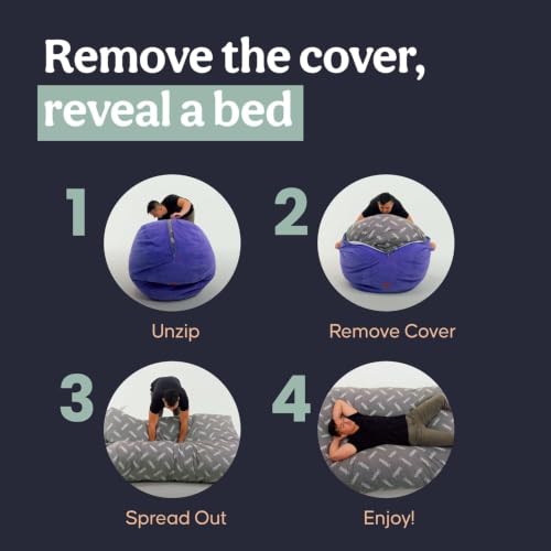 Image of CordaRoy's Chenille Bean Bag Chair, Convertible Chair Folds from Bean Bag to Lounger, As Seen on Shark Tank, Espresso - Queen Size