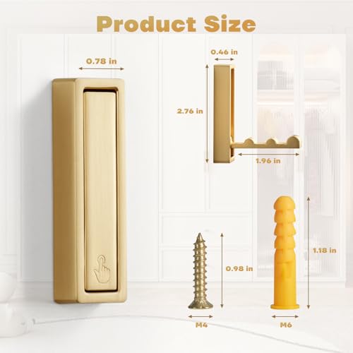 VOSEPO Folding Coat Hooks, 2Pcs Foldable Heavy Duty Wall Hooks Zinc Alloy No Rust Fold Up Hooks for Coat, Towel, Key, Hat, Bag, Jacket, Backpack. (Gold) by VOSEPO - Used condition - Image 8
