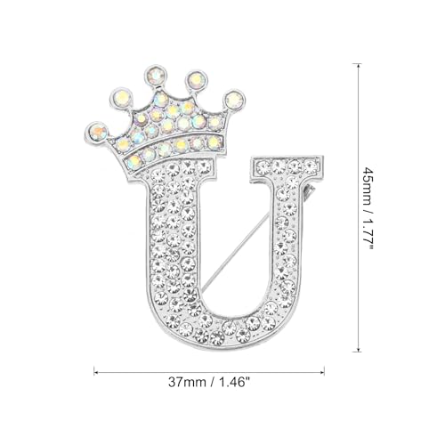 Image of PATIKIL Letter Brooch Pins, Crown Initial Rhinestone Alphabet Letter Lapel Badges Pin for Women Suits