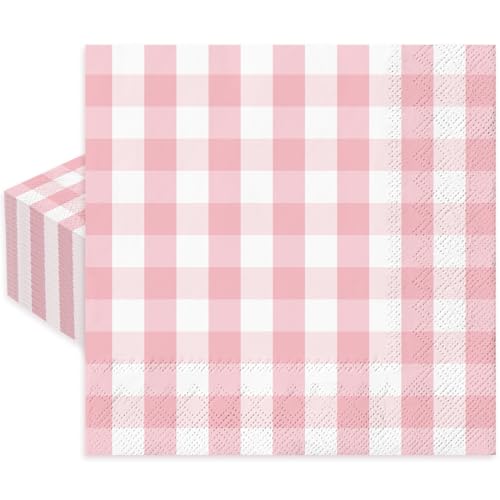Serviettes en papier rose clair Whaline de 80 pièces pour déco de table mariage