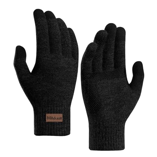 Milduall Guantes Táctiles de Invierno Gruesos y Cálidos - Antideslizantes Para Mujeres y Hombres - Ideales Para Ciclismo y Deportes al Aire Libre, Negro