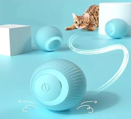 Bola Interativa para Gatos com LED, Brinquedo Eletrônico Automático, giratório 360 AZUL DM SHOPP