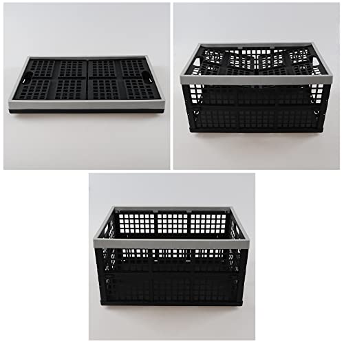 Leendines 42 Liter Large Collapsible Storage Crates, Plastic Folding Crates Bins Set Of 2 #TOP2